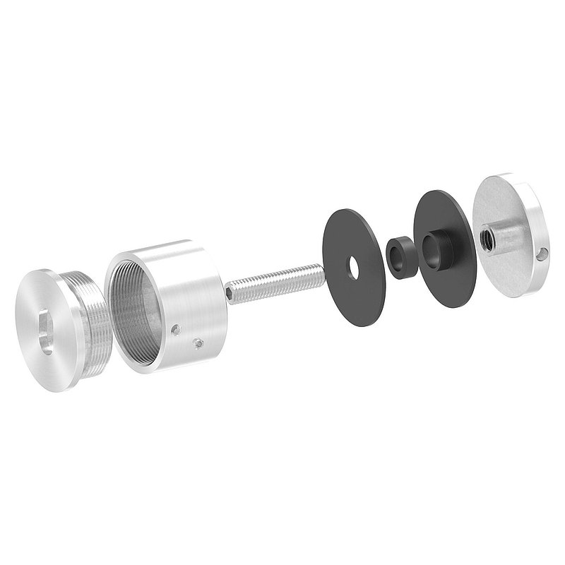 Glaspunkthalter 52mm, flach, verstellbar, V4A