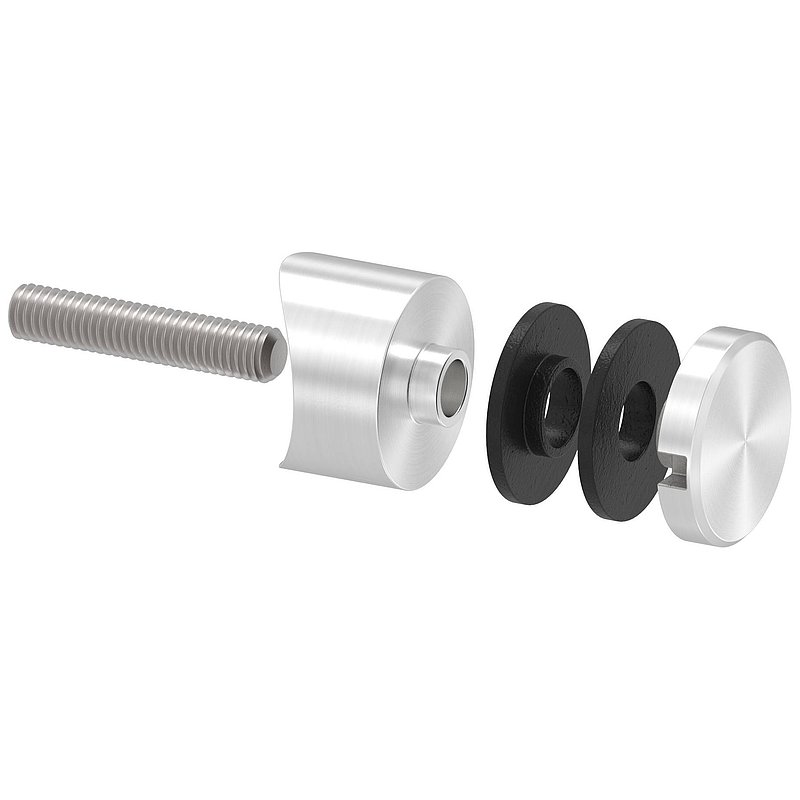 Glass point holder 30mm, connection: 33.7mm, AISI304