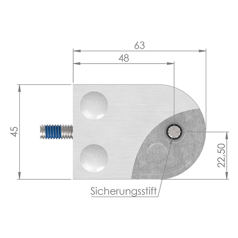 Glasklemme Mod. 33, Anschluss: 48,3mm, in V2A
