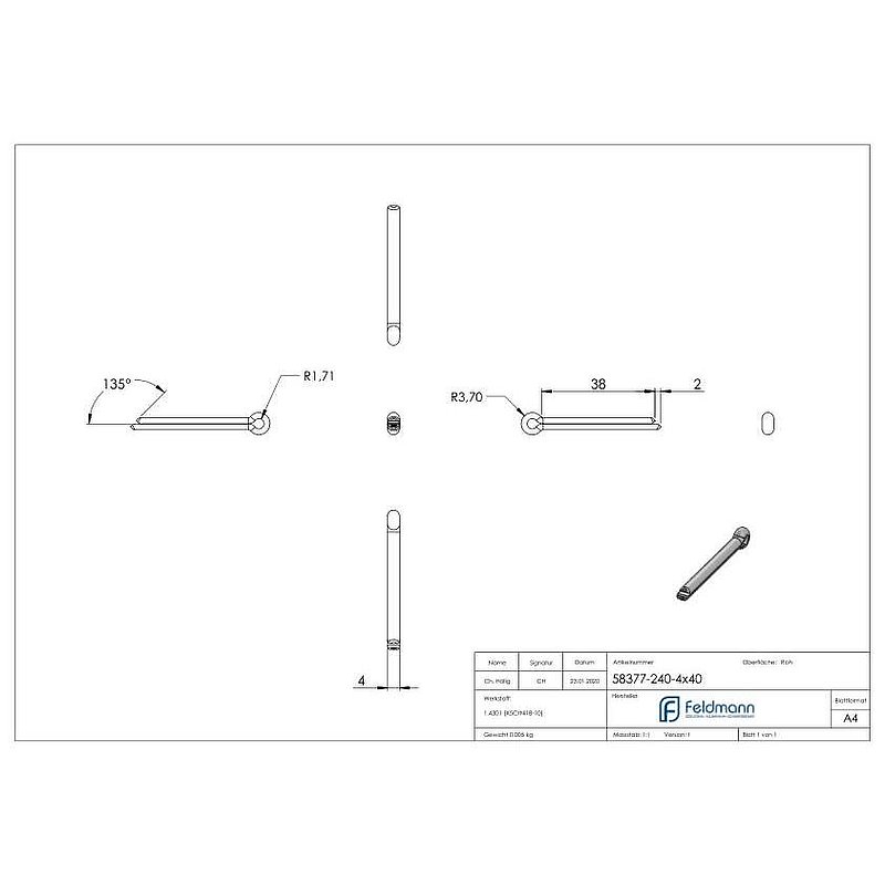 Splint 4x40mm, D94, V2A