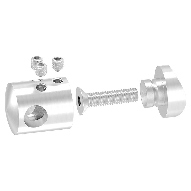 Cross bar holder for butt joint, for 33.7 mm tube, 10.2 mm hole, AISI304