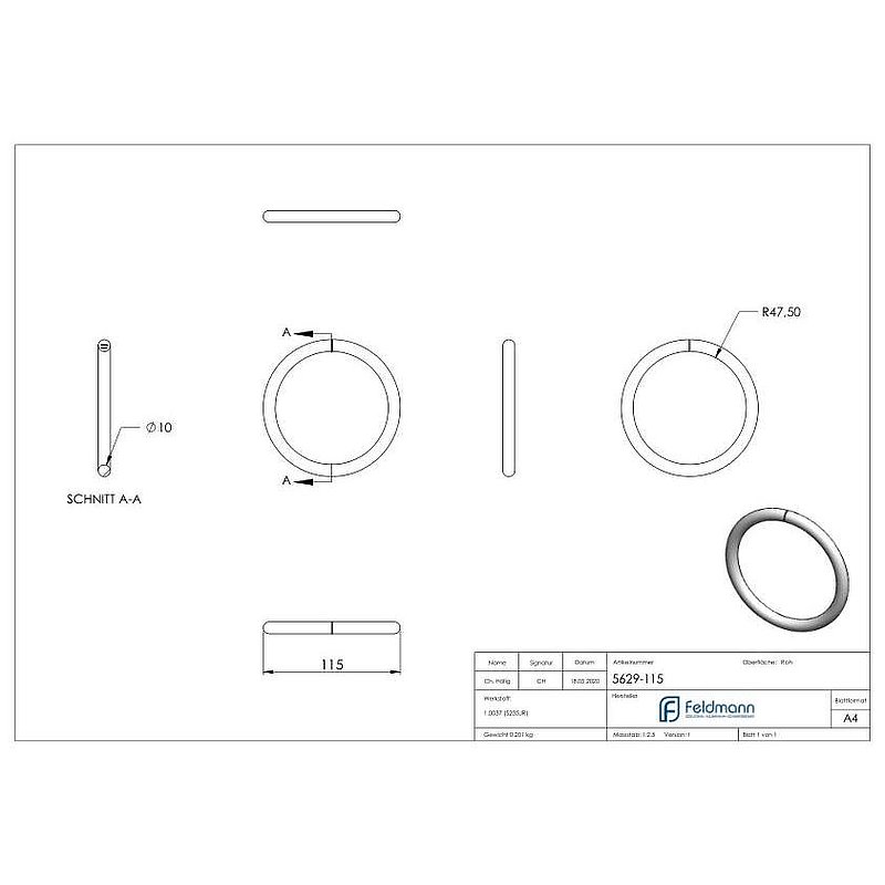 Ring 10mm, AußenØ 115mm
