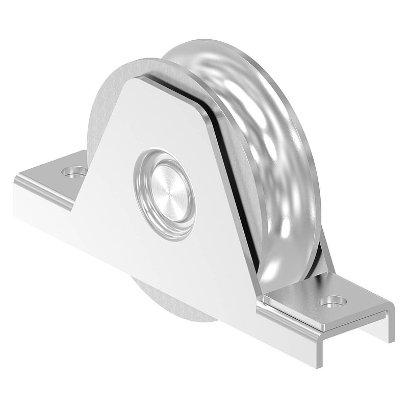 sliding gate roller Ø 90mm, with round rill Ø 20mm, AISI316