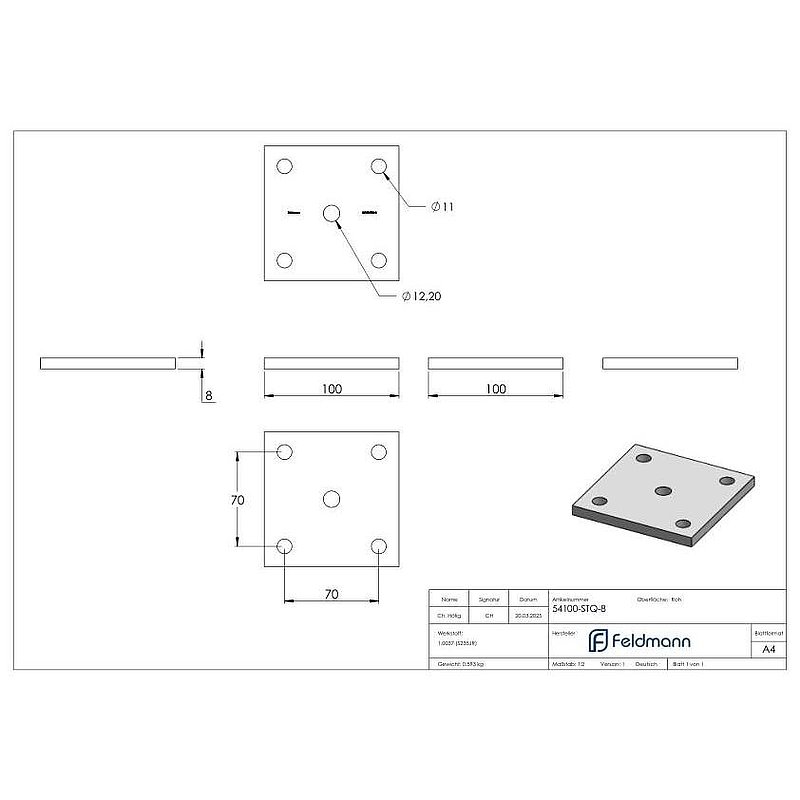 Anchor plate 100x100x8mm