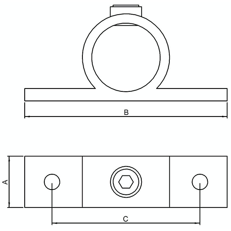 Halterung, für Rohr Ø 33,7mm