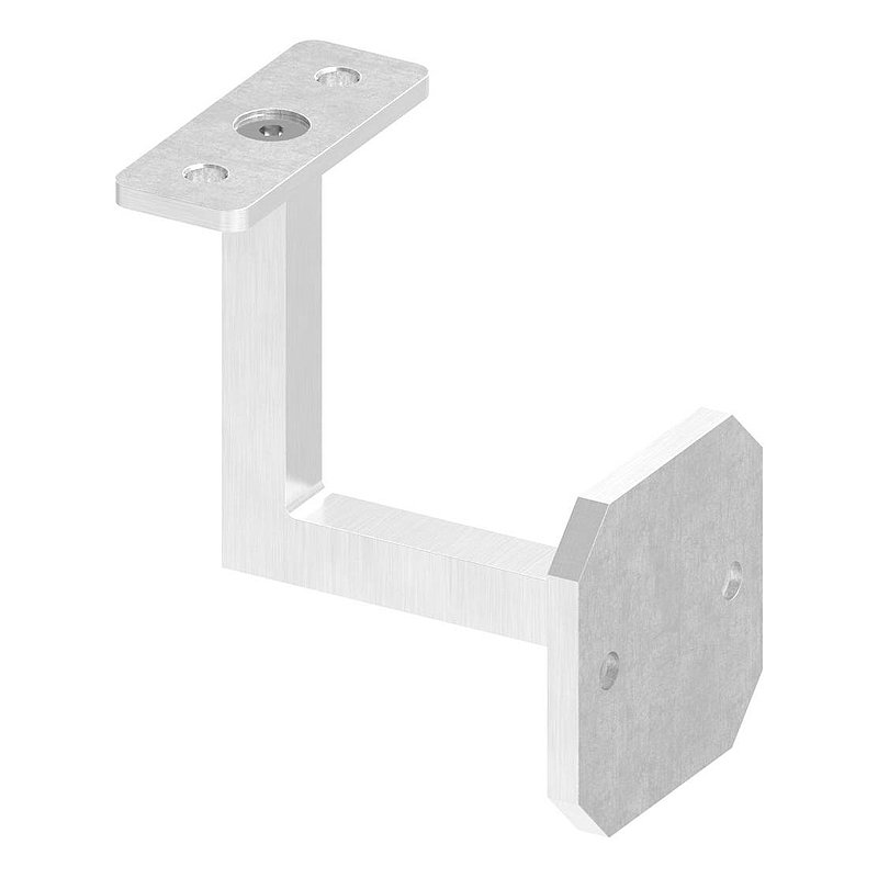 Handlaufhalter eckig mit gerader Handlaufanschlussplatte (Ronde und Bügel verschweißt), V2A