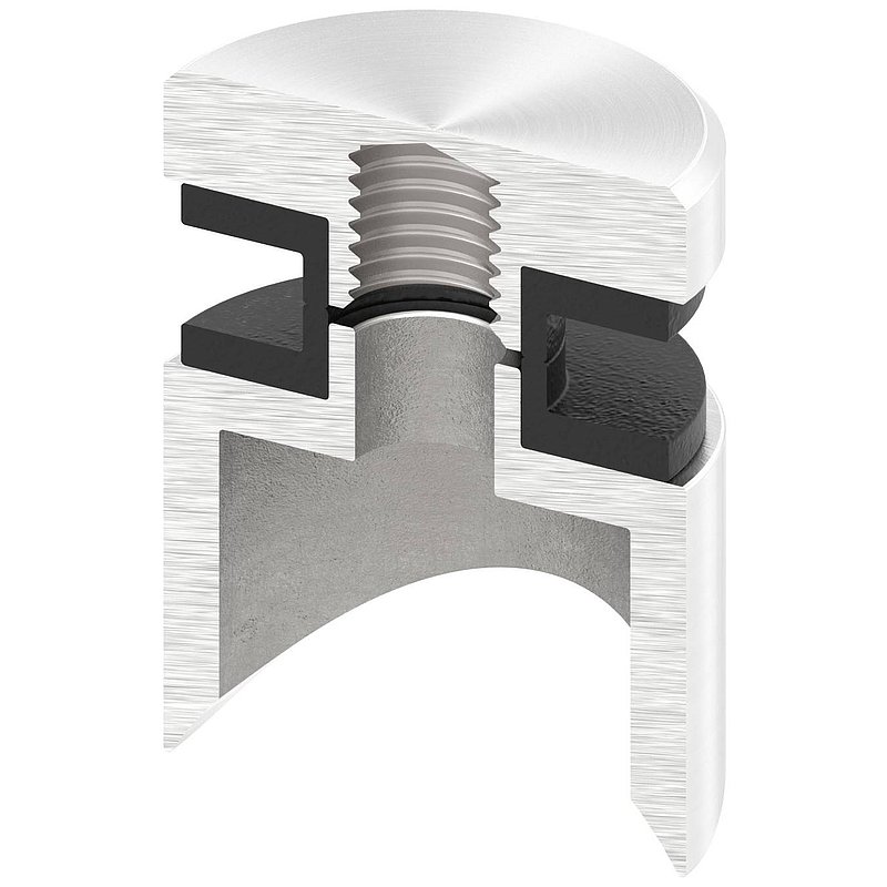 Glass point holder 30mm, connection: 33.7mm, AISI304