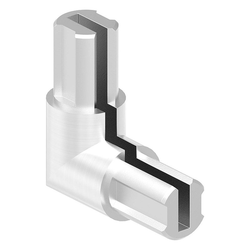 Raccord d'angle pour profilés de serrage rond Ø 27x1,5 mm, V2A