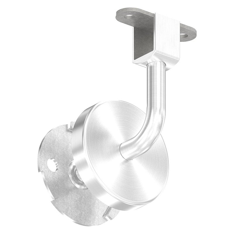Handrail bracket for LED handrail (round plate and bracket welded), AISI304