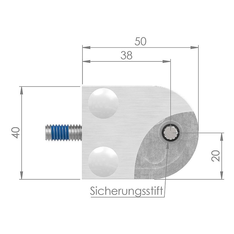 Glasklemme Mod. 30, Anschluss: 42,4mm, Zink roh