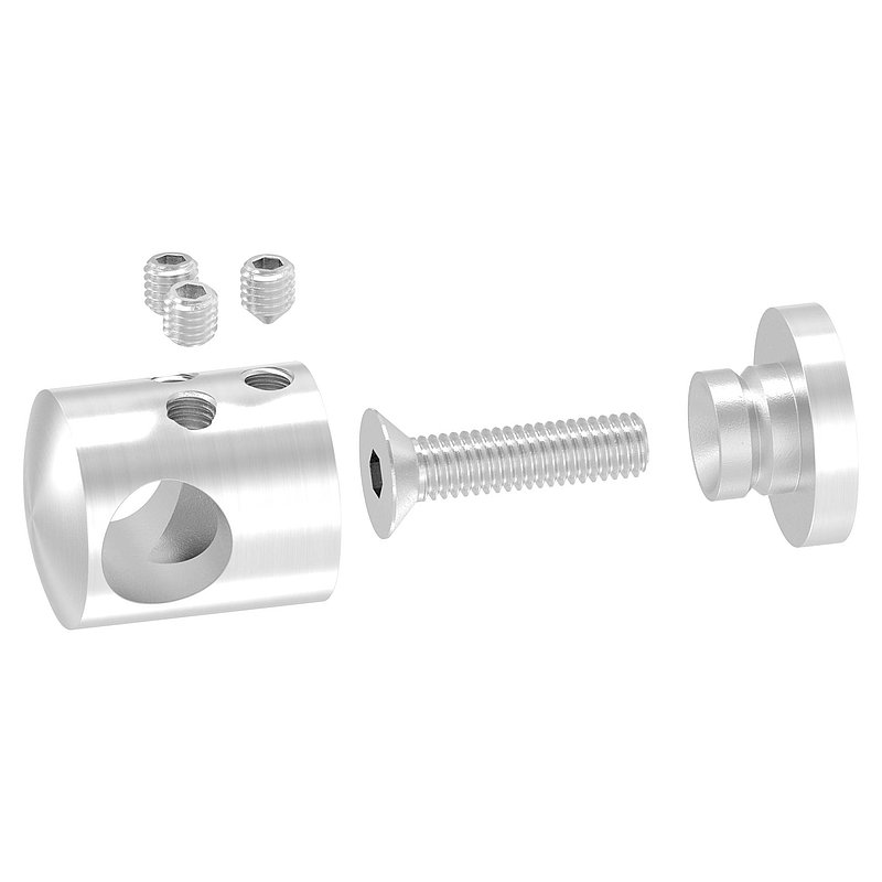 Cross bar holder for butt joint for straight connection, 12.2 mm hole, AISI304