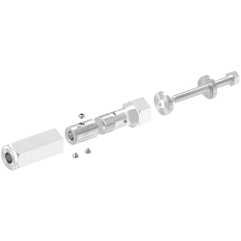 Threaded terminal for self-assembly, cable 6mm, AISI304