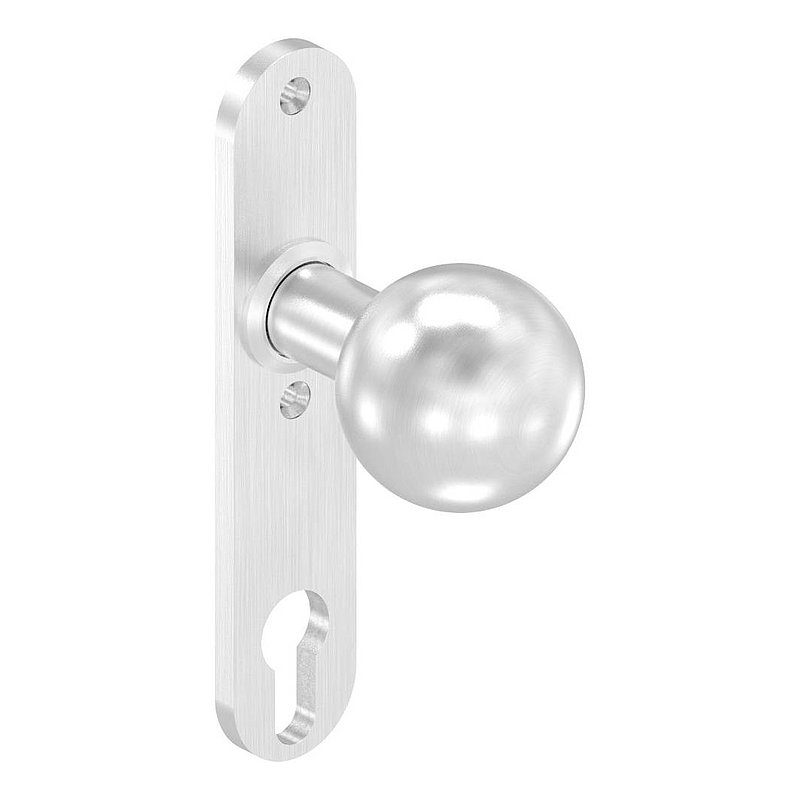 Türknopf, Ø 50mm, mit Langschild, V2A