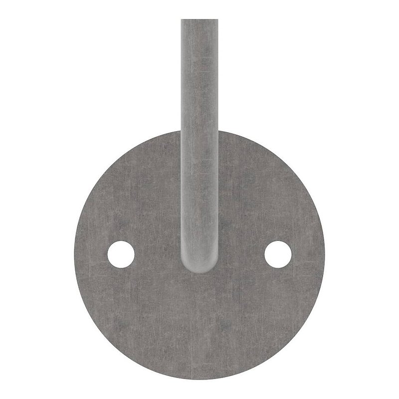 Handrail support with flat round plate, 80x6mm, elbow Ø 12mm