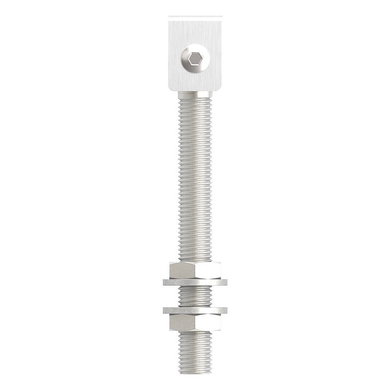 Gate hinge M16 for welding, long thread, AISI304