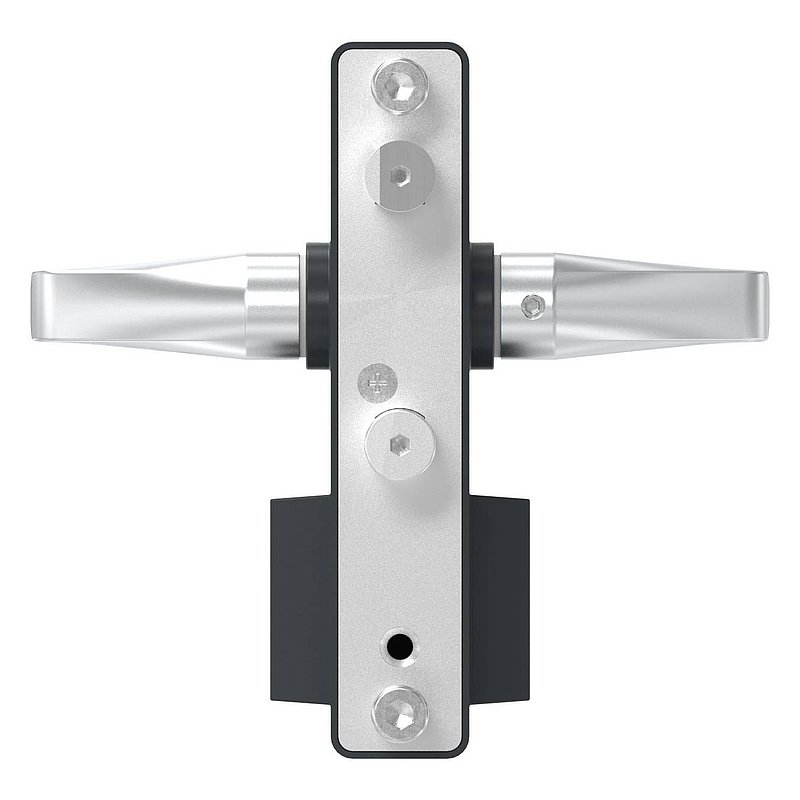 Serrure à grille GTS 2 avec double cylindre pour tube de 40-60mm d'épaisseur, boîtier RAL 7016