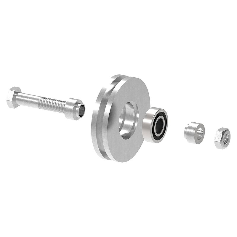 Galet pour porte coulissante avec rainure en U
