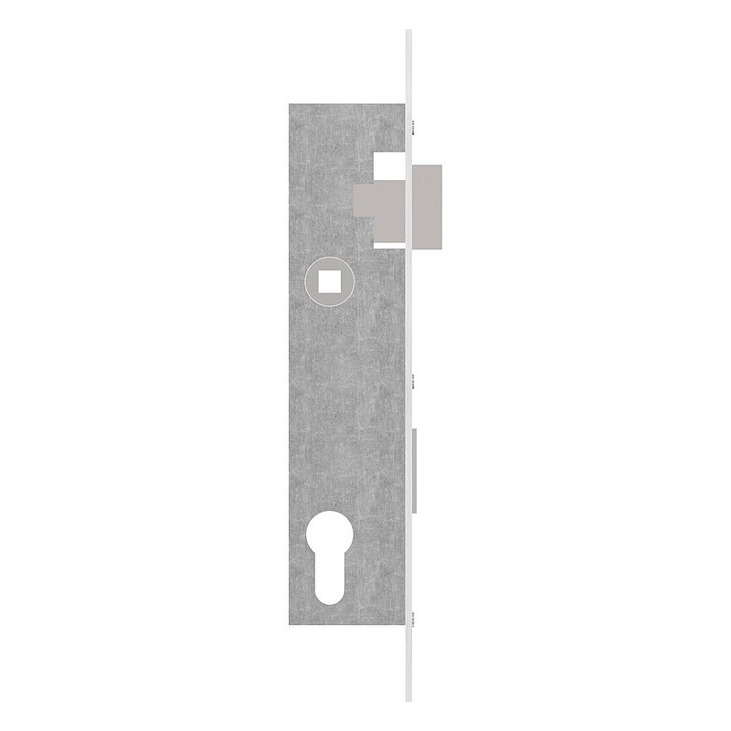 Serrure pour profils tubulaires zingué, entraxe 92 mm zingué, position du cylindre de serrure 30mm