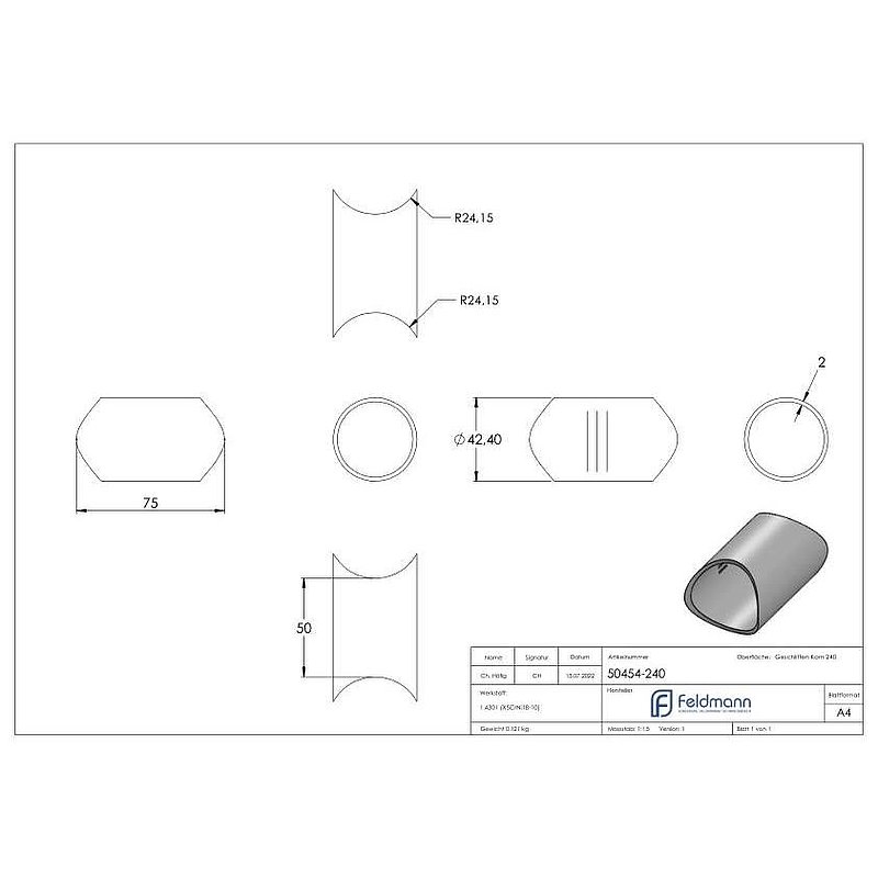 Raccord pour tubes 48,3 / 48,3mm