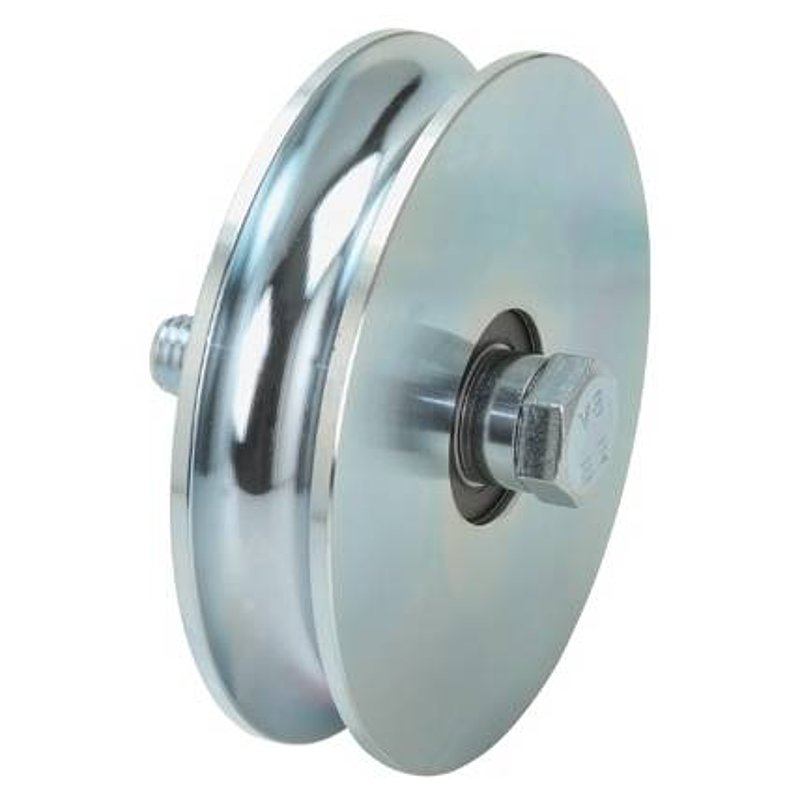 Schiebetorrolle mit Rundrille, Ø 90mm, für Schiene Ø 20mm, 2 Kugellager, verzinkt