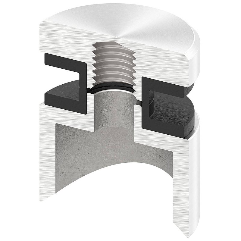 Glass point holder 30mm, connection: 42.4mm, AISI304