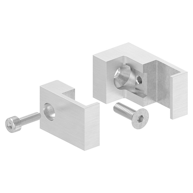 Halter für quadratisches Klemmprofil 20x20mm, Anschluss: gerade, V2A