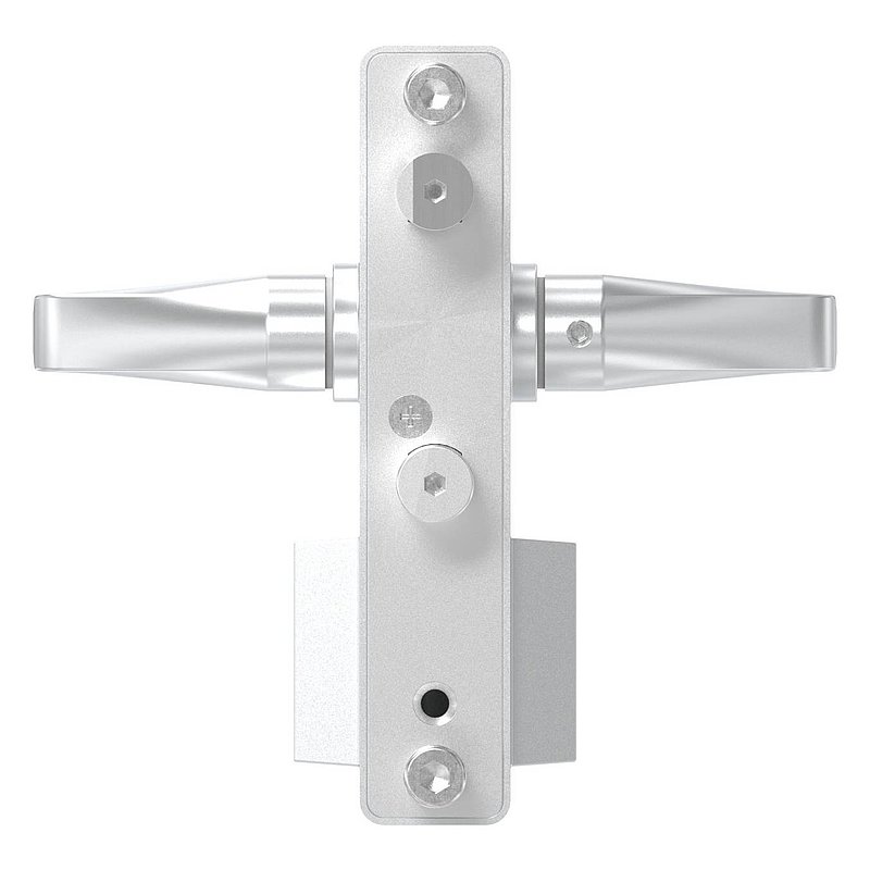 Serrure à grille GTS 2 avec double cylindre pour tube de 40-60mm d'épaisseur, boîtier argent