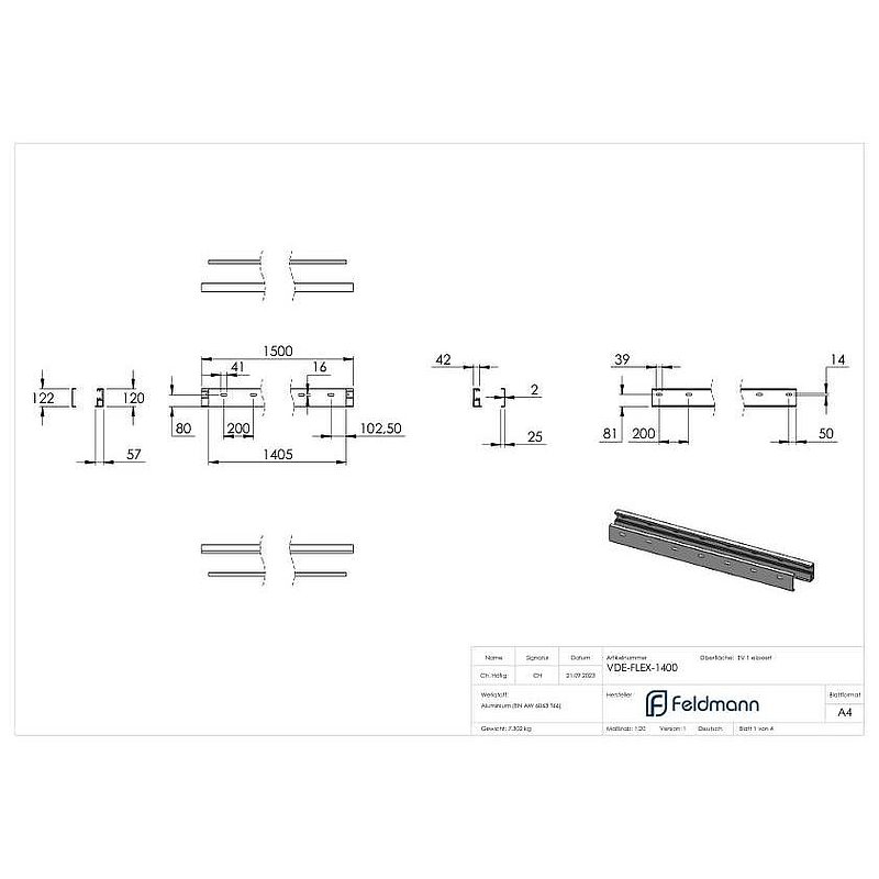 FLEX:MOUNT PRO Profil-Set für eleganza canopy Vordach 1400