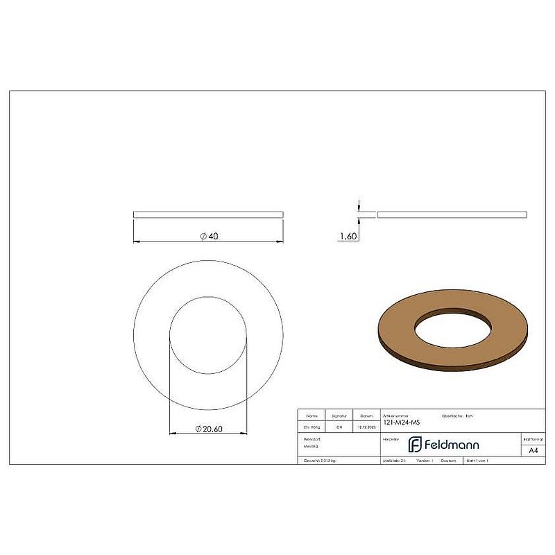 Brass disc from hinge 121-M24