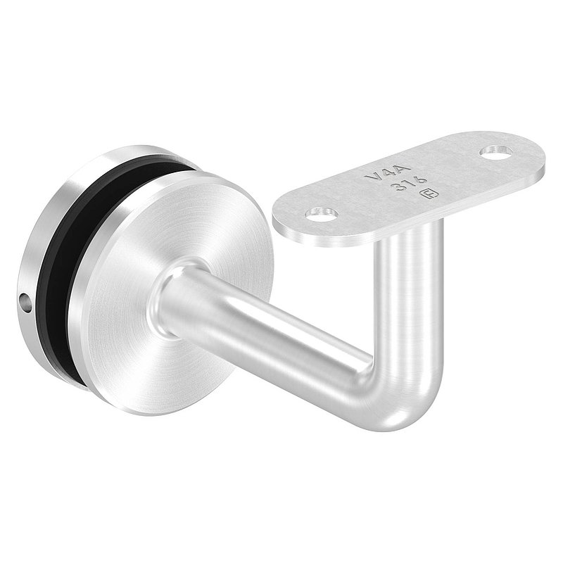 Handrail holder for glass, handrail connection plate flat, AISI316