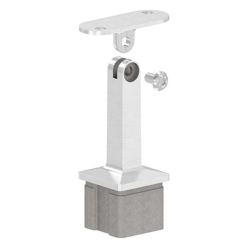 Tube end plug with hinge pin for tube 40x40x2mm, AISI304