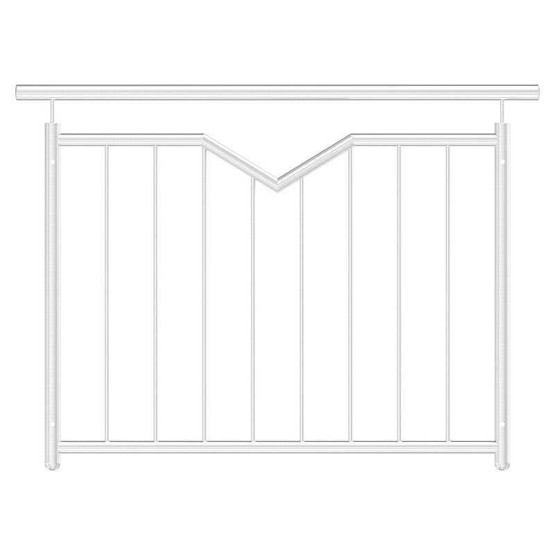 French balcony grille, with V-cutout, W: 1.2m, AISI304