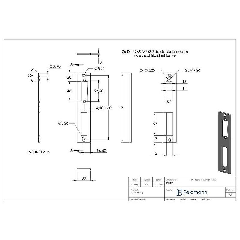 Galvanised striking plate