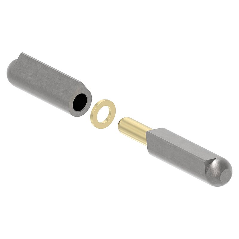 Anschweißband mit Messingring und -stift, Länge: 140mm
