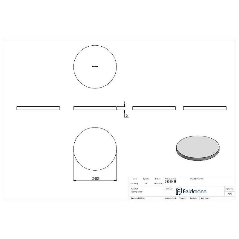 Ronde 80x6mm