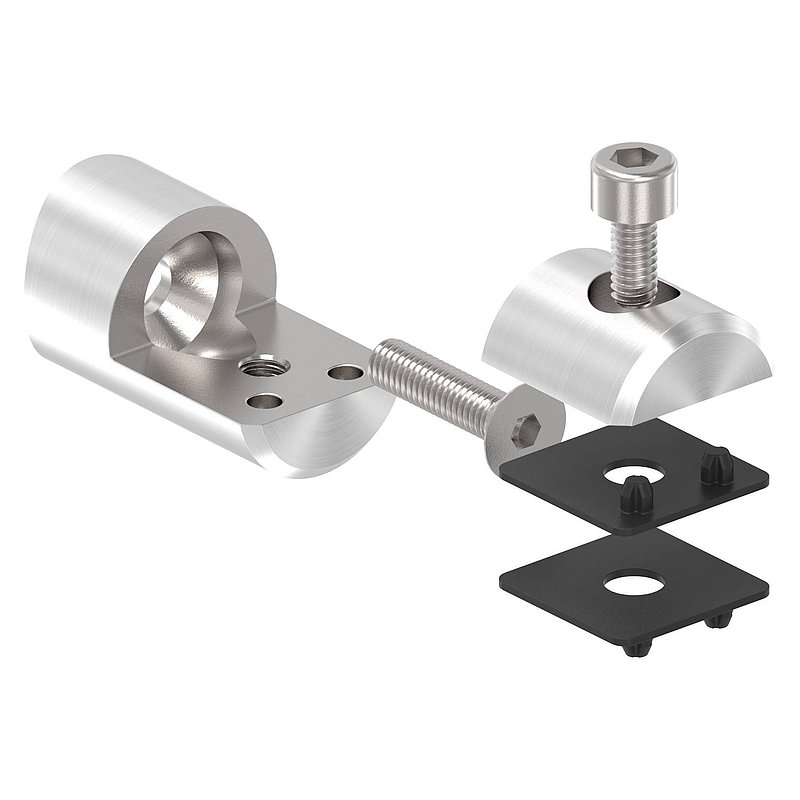 Sheet metal holder, Ø 25mm, connection: 48.3mm, AISI304