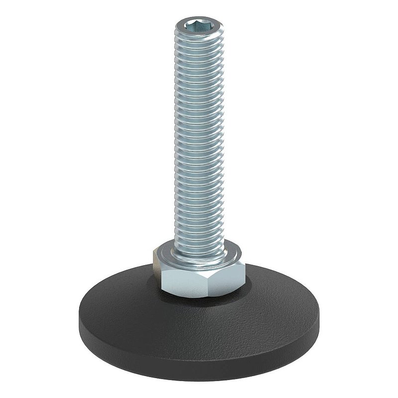 Levelling foot with adjusting screw with hexagon socket