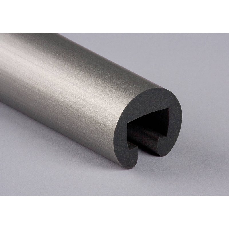 Plastic handrail Ø 40mm for 25x15mm, grey aluminium