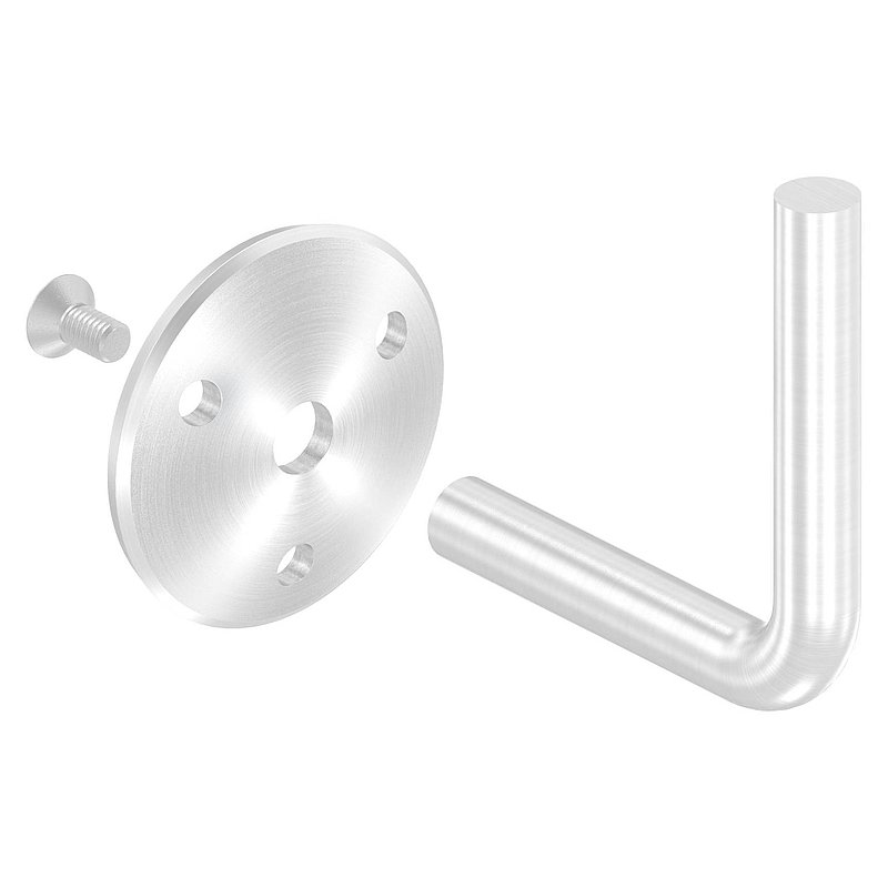 Handrail bracket for welding (round plate and bracket screwed together), AISI304