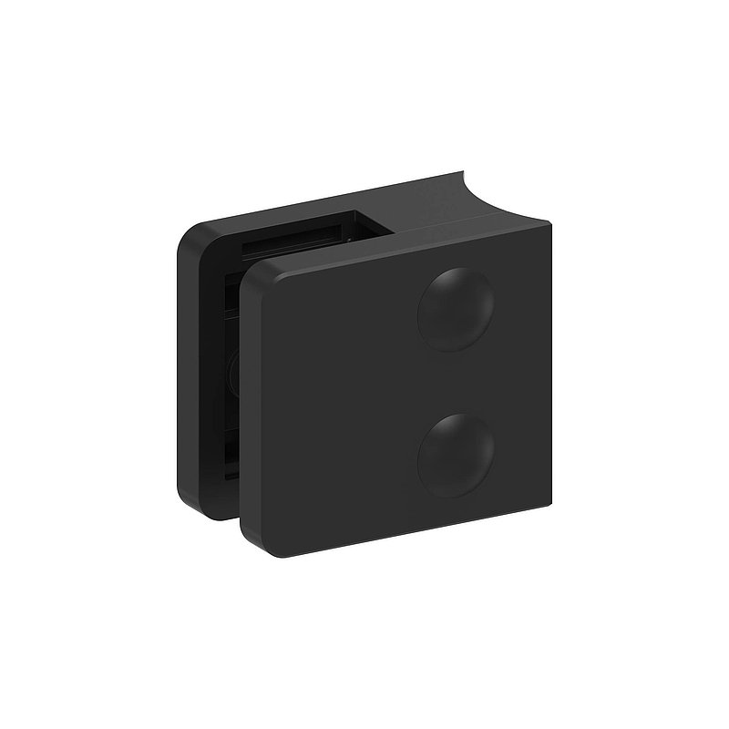 Glasklemme Mod. 31, Anschluss: 42,4mm, Zink roh pulverbeschichtet RAL 9005 schwarz glänzend