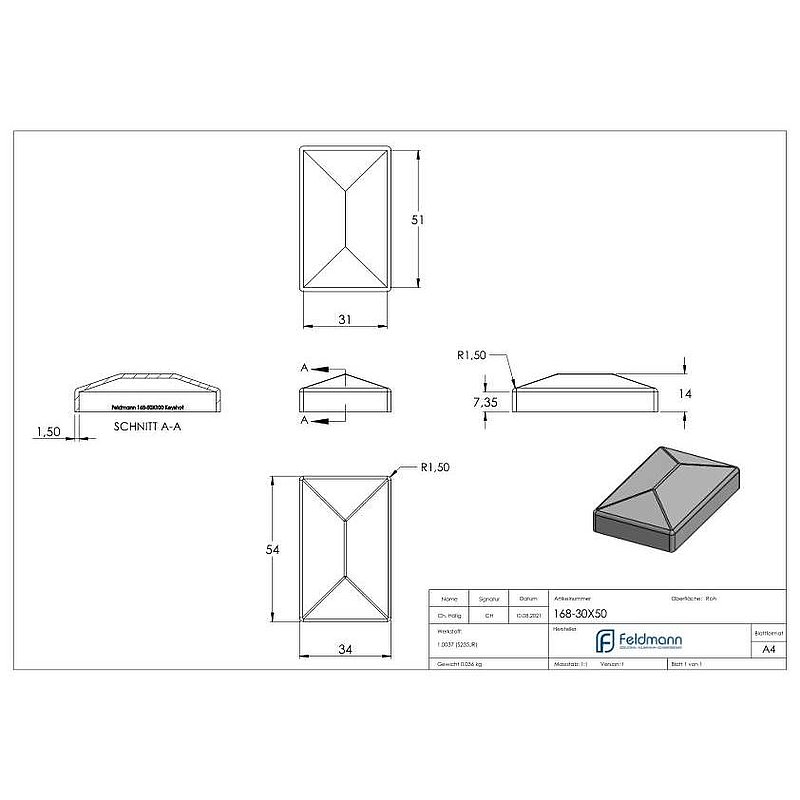 Pfeilerbedecker 30x50mm