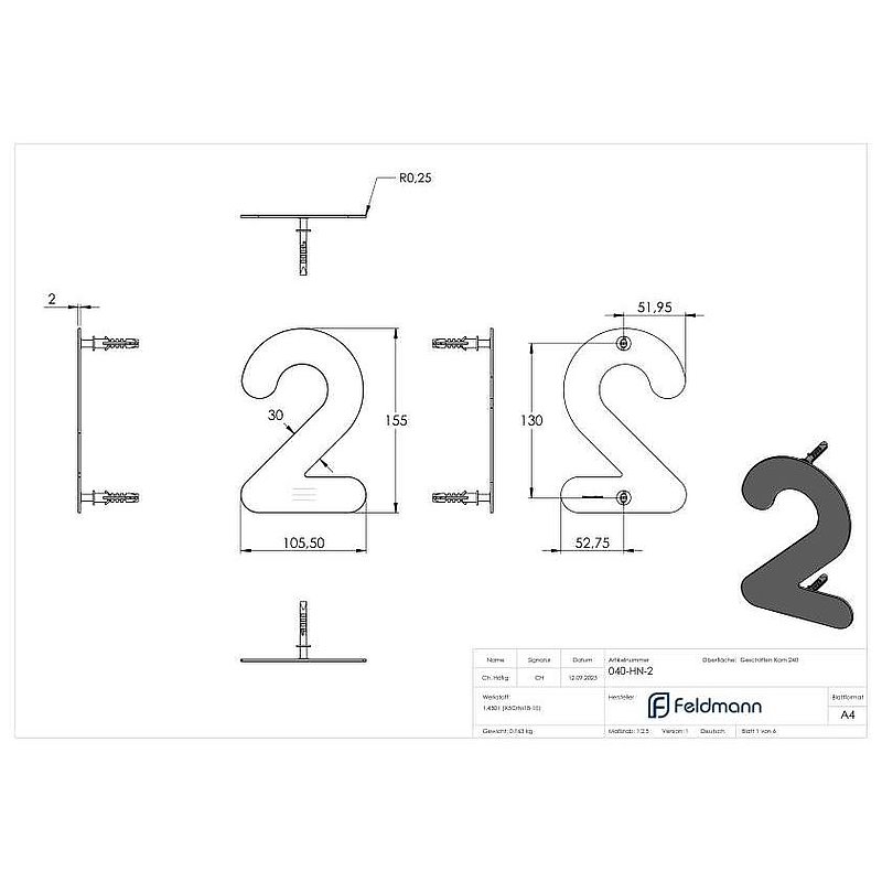 Numéro de maison 2 - "petit", V2A