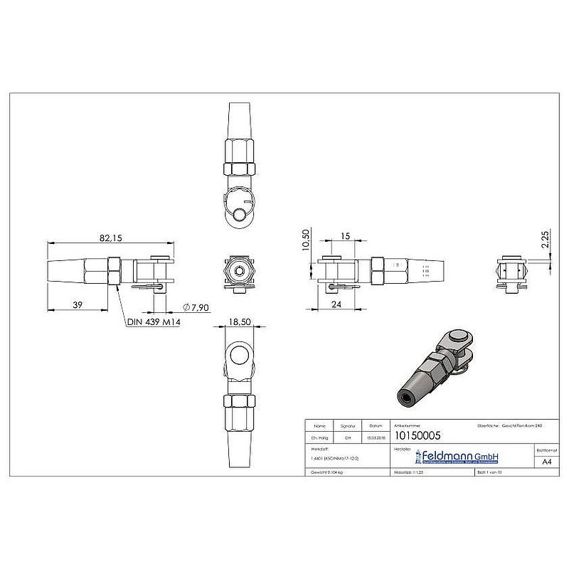 Gabelterminal zur Selbstmontage für Seil Ø 5mm, V4A
