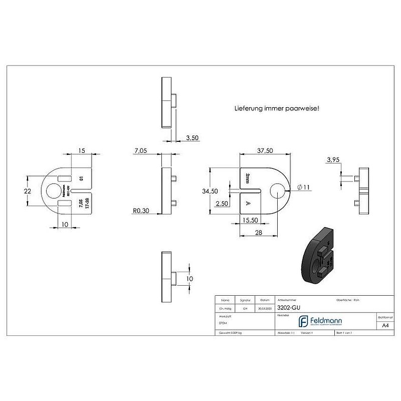 Rubber for Mod. 32, sheet metal 2mm