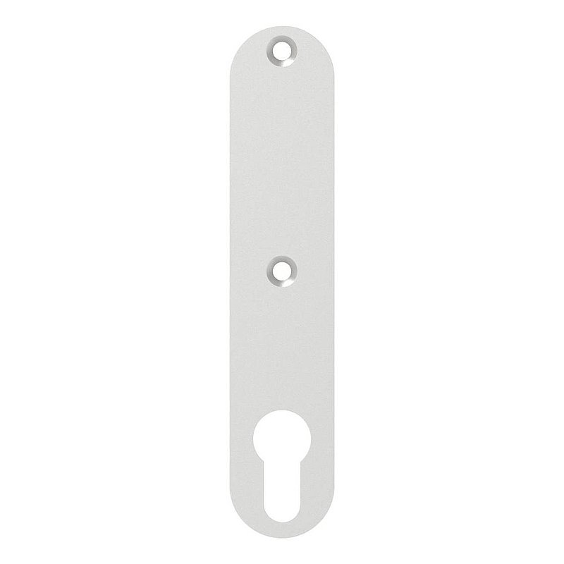 Plaque longue pour poignée de porte, aluminium, avec trou de cylindre