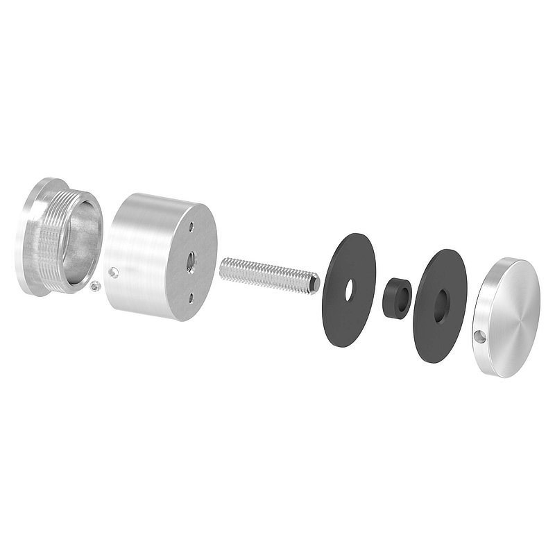 Glaspunkthalter 52mm, flach, verstellbar, V4A