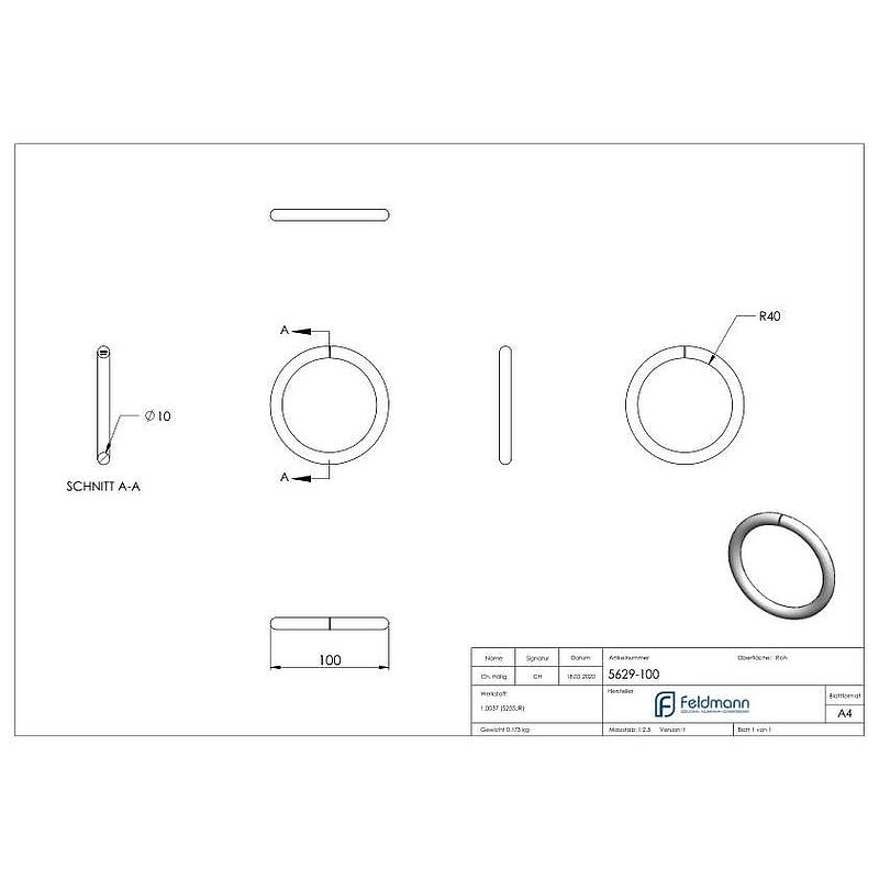 Ring 10mm, AußenØ 100mm