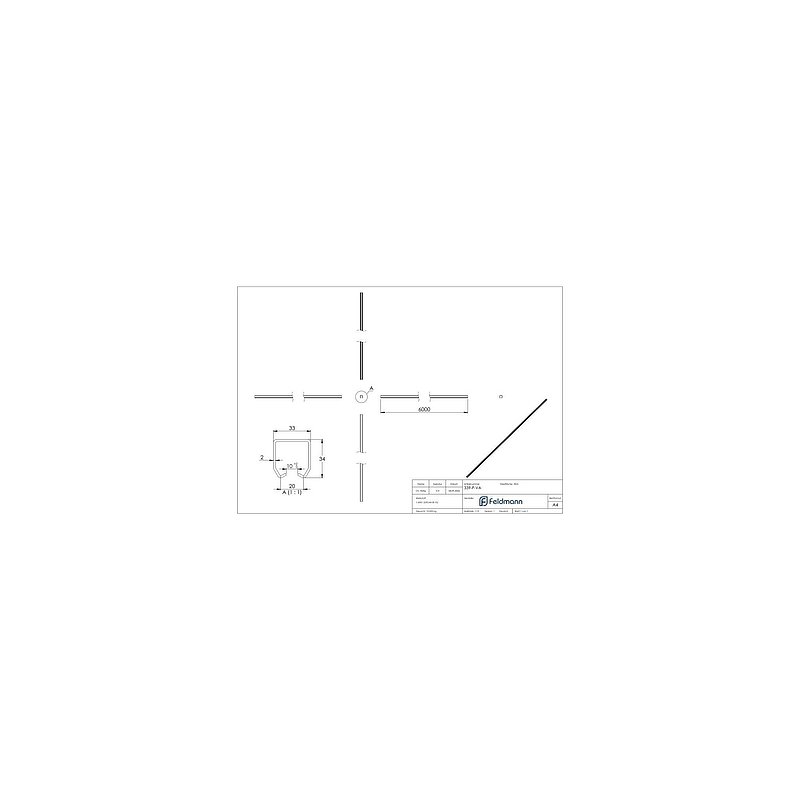 Rail de guidage pour porte suspendue, petit, L: 6000mm, V2A