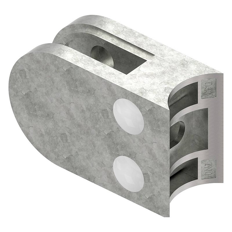 Glasklemme Mod. 12, Anschluss: 33,7mm, Zink roh