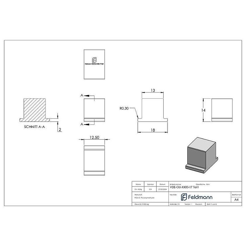 Mounting-set for glass 17,52mm eleganza canopy, for L:1,6m